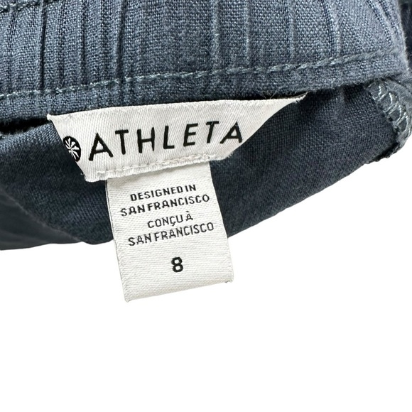 Athleta Womens Voyager Linen Shorts 8 Granite Blue Lightweight Adjustable Waist - Picture 12 of 12